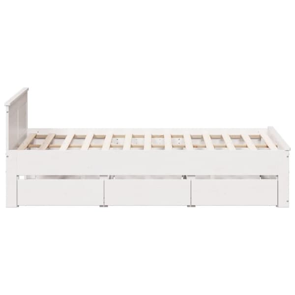 vidaXL Sengeramme uten madrass med hodegavl hvit 150x200cm heltre furu