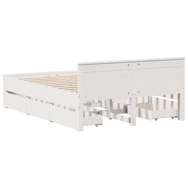vidaXL Sengeramme uten madrass med hodegavl hvit 150x200cm heltre furu