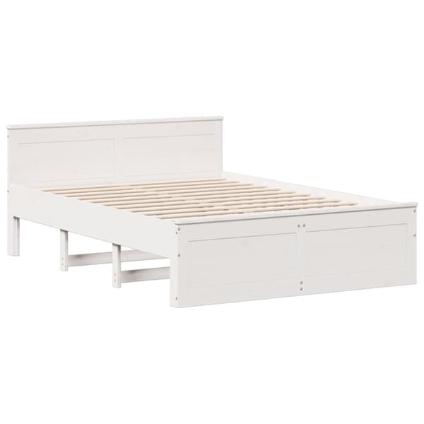 vidaXL Sengeramme uten madrass med hodegavl hvit 150x200cm heltre furu