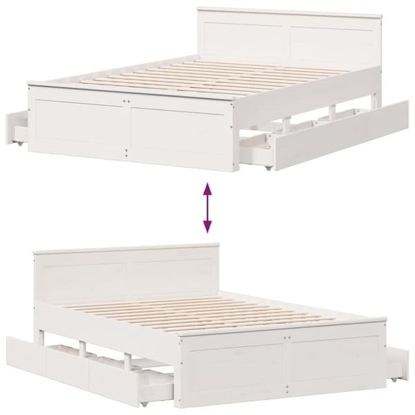 vidaXL Sengeramme uten madrass med hodegavl hvit 150x200cm heltre furu