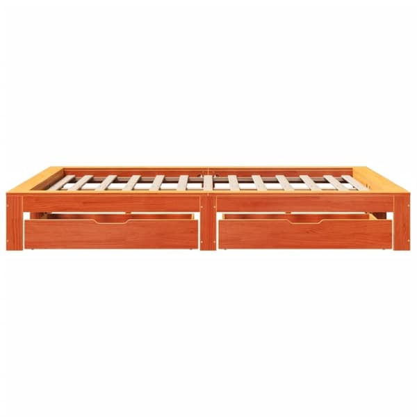 vidaXL sengeramme uden madras 140x190 cm massivt fyrretræ gyldenbrun