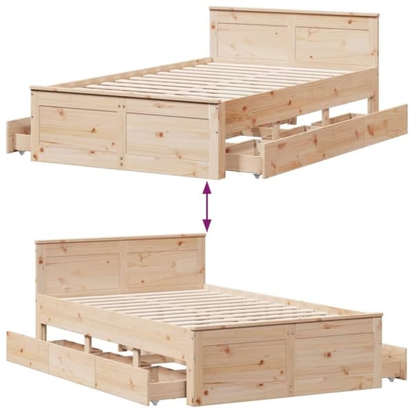 vidaXL sengeramme m. sengegavl 120x200 cm uden madras massivt fyrretræ