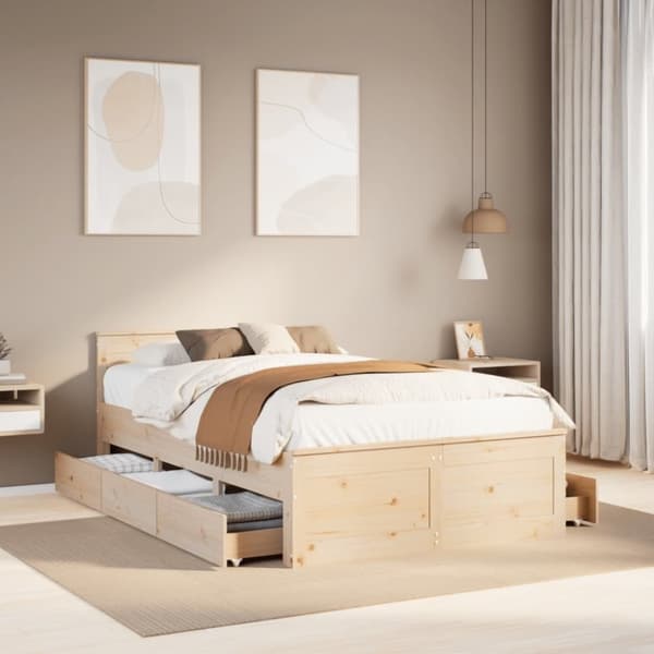 vidaXL sengeramme m. sengegavl 120x200 cm uden madras massivt fyrretræ