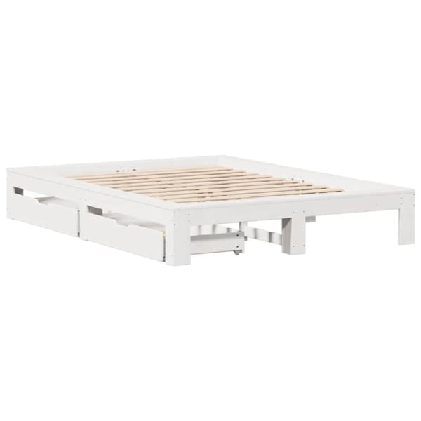 vidaXL sengeramme uden madras 140x190 cm massivt fyrretræ hvid