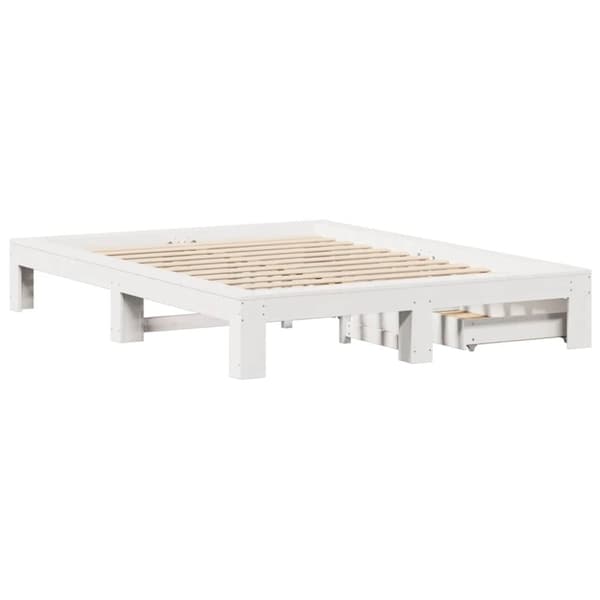 vidaXL sengeramme uden madras 140x190 cm massivt fyrretræ hvid