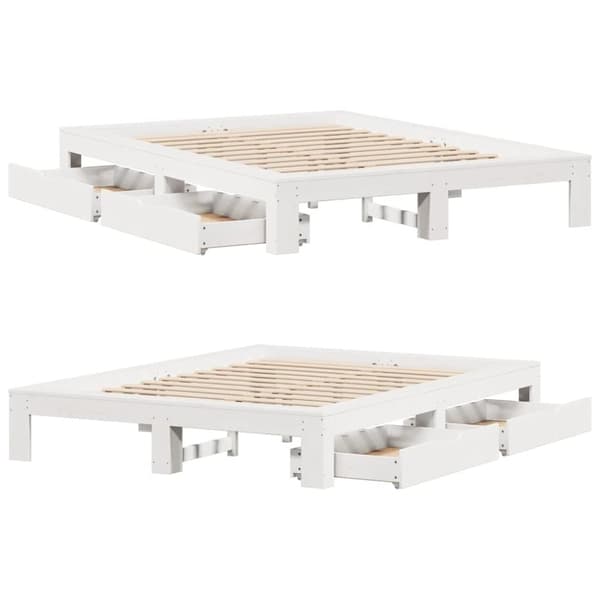 vidaXL sengeramme uden madras 140x190 cm massivt fyrretræ hvid