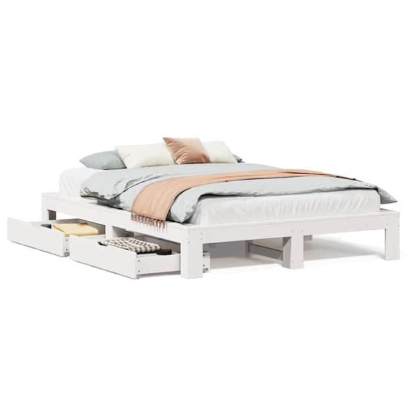vidaXL sengeramme uden madras 140x190 cm massivt fyrretræ hvid