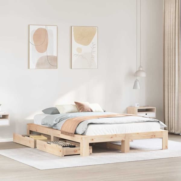 vidaXL Sängynrunko ilman patjaa 140x190 cm täysi mänty