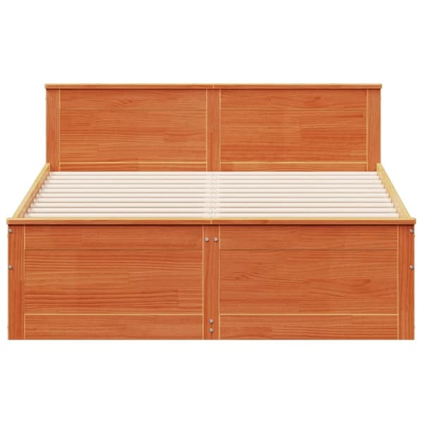 vidaXL Sengeramme uten madrass med hodegavl brun 150x200cm heltre furu