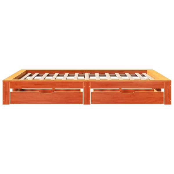 vidaXL Sengeramme uten madrass voksbrun 140x190 cm heltre furu