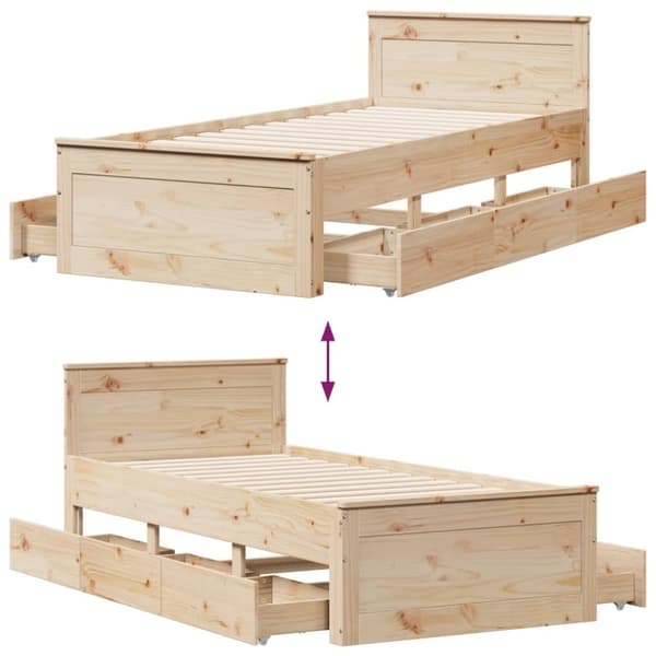 vidaXL Sengeramme uten madrass med hodegavl 100x200 cm heltre furu
