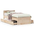 Miniatyrbilde 1 av 11: vidaXL Sengeramme uten madrass med hodegavl 100x200 cm heltre furu