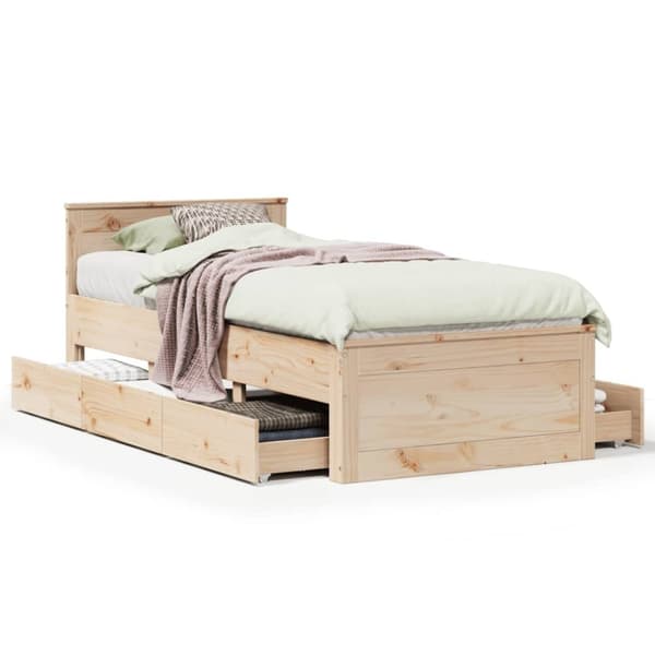 vidaXL Sengeramme uten madrass med hodegavl 100x200 cm heltre furu