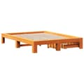 Miniatyrbilde 9 av 11: vidaXL Sengeramme uten madrass voksbrun 140x200 cm heltre furu