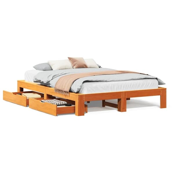 vidaXL Sengeramme uten madrass brun 150x200 cm heltre furu