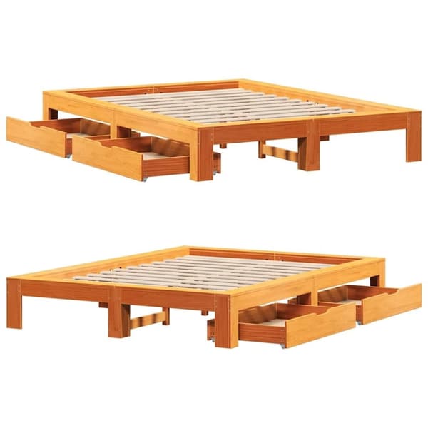 vidaXL Sengeramme uten madrass brun 150x200 cm heltre furu