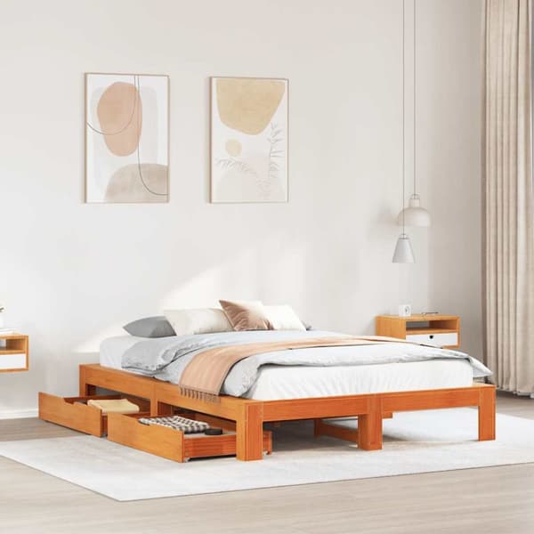 vidaXL Sengeramme uten madrass brun 150x200 cm heltre furu
