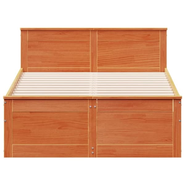 vidaXL Sängynrunko ilman patjaa vahanruskea 135x190 cm täysi mänty