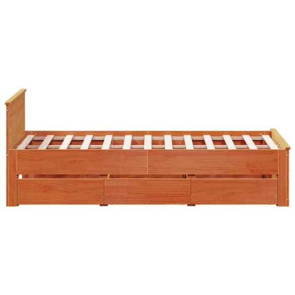 vidaXL Sängynrunko ilman patjaa vahanruskea 135x190 cm täysi mänty
