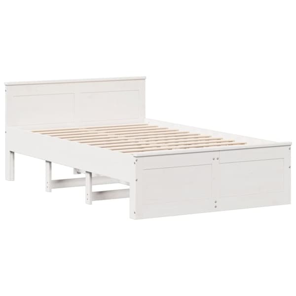 vidaXL Sengeramme uten madrass med hodegavl hvit 135x190cm heltre furu