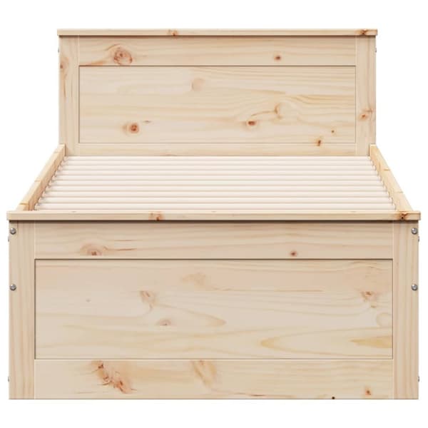 vidaXL Sengeramme uten madrass med hodegavl 75x190 cm heltre furu
