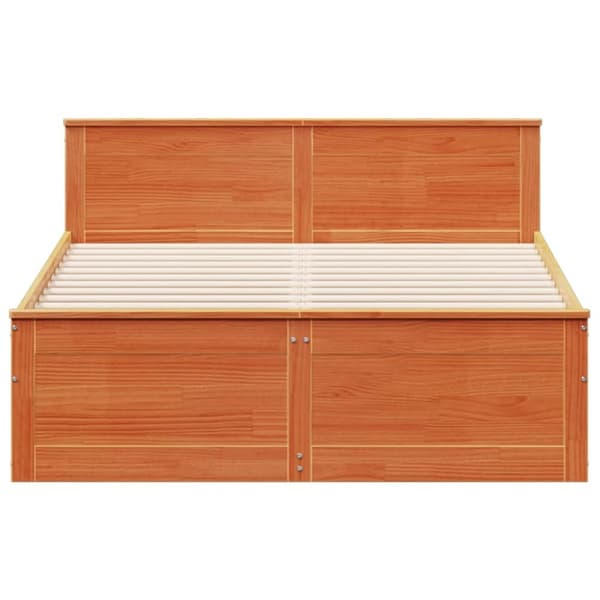 vidaXL Sengeramme uten madrass med hodegavl brun 140x190cm heltre furu