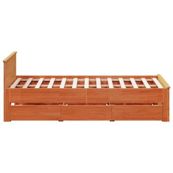 vidaXL Sengeramme uten madrass med hodegavl brun 140x190cm heltre furu