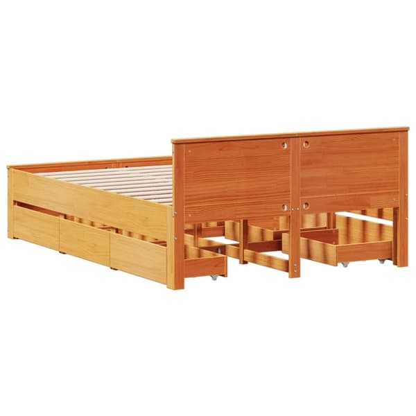 vidaXL Sengeramme uten madrass med hodegavl brun 140x190cm heltre furu