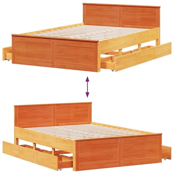 vidaXL Sengeramme uten madrass med hodegavl brun 140x190cm heltre furu