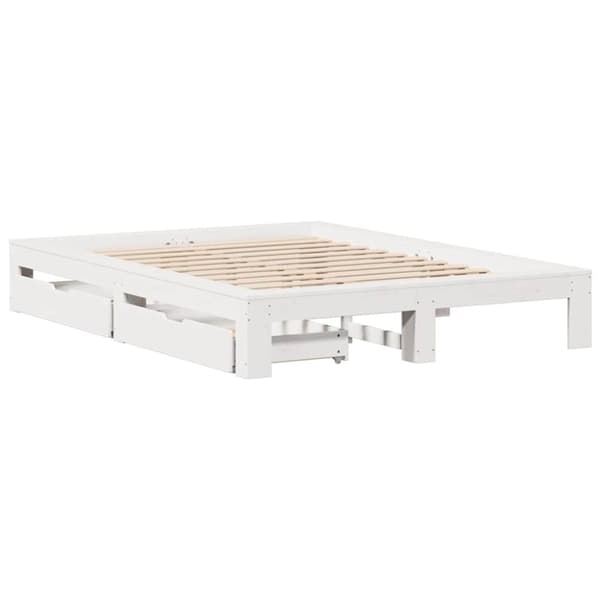 vidaXL sengeramme uden madras 150x200 cm massivt fyrretræ hvid