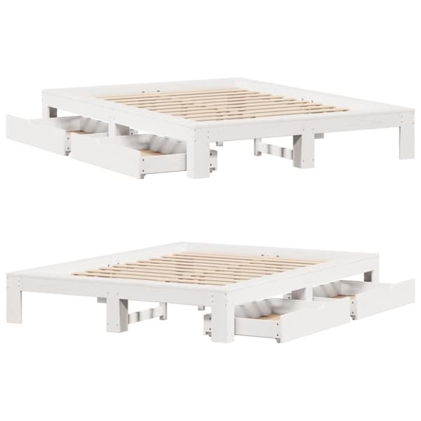 vidaXL sengeramme uden madras 150x200 cm massivt fyrretræ hvid