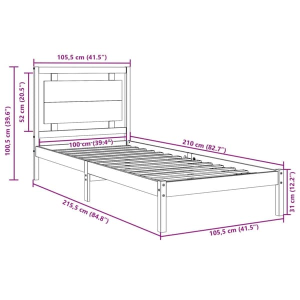 vidaXL ekstra lang sengeramme uden madras 100x210 cm massivt træ