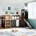 Miniatyrbild 2 av 11: vidaXL Loftsäng med torn vit&svart 90x190cm massiv furu