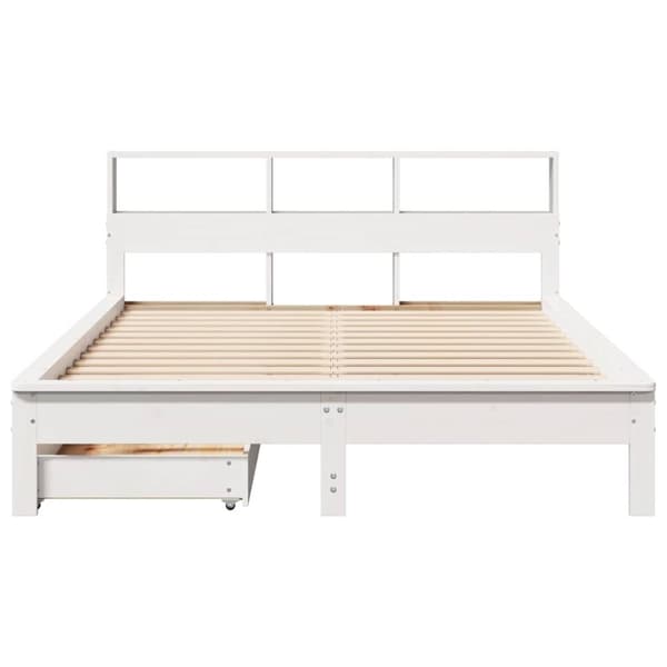 vidaXL Seng med bokhylle uten madrass hvit 120x190 cm heltre furu