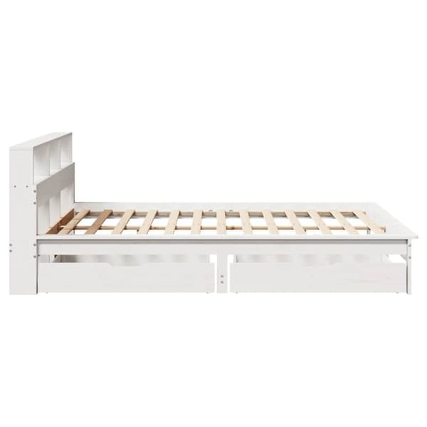 vidaXL Seng med bokhylle uten madrass hvit 120x190 cm heltre furu