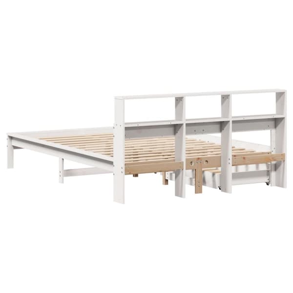 vidaXL Seng med bokhylle uten madrass hvit 120x190 cm heltre furu