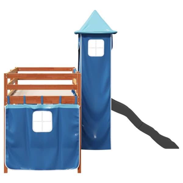 vidaXL Lasten parvisänky tornilla sininen 90x190 cm täysi mänty