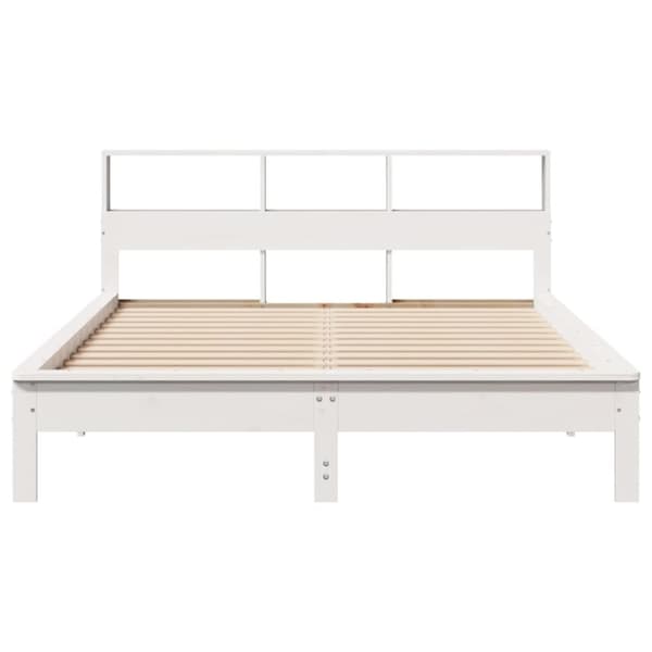 vidaXL Sängynrunko ilman patjaa valkoinen 135x190 cm täysi mänty