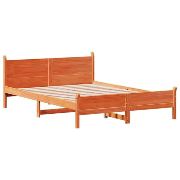 vidaXL Sänky ilman patjaa vahanruskea 140x190 cm täysi mänty