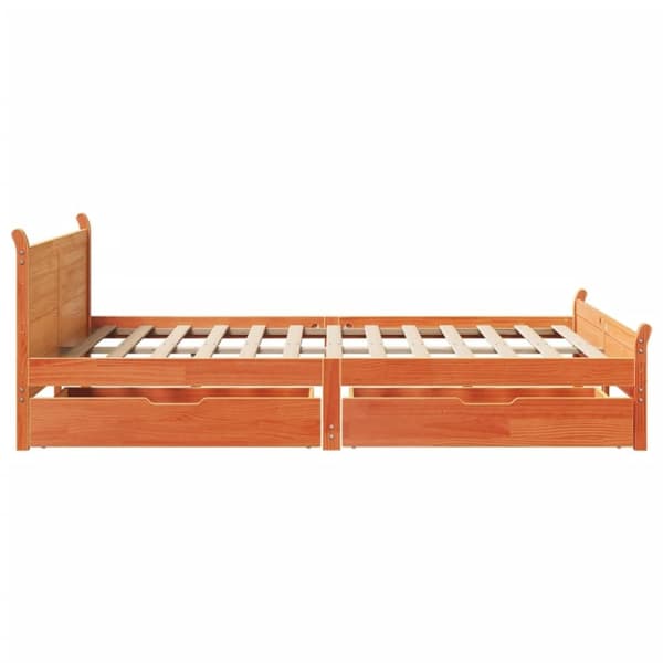 vidaXL Sänky ilman patjaa vahanruskea 140x190 cm täysi mänty
