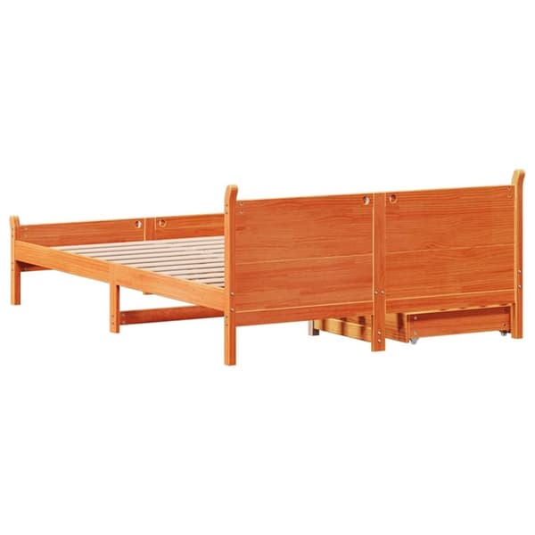 vidaXL Sänky ilman patjaa vahanruskea 140x190 cm täysi mänty