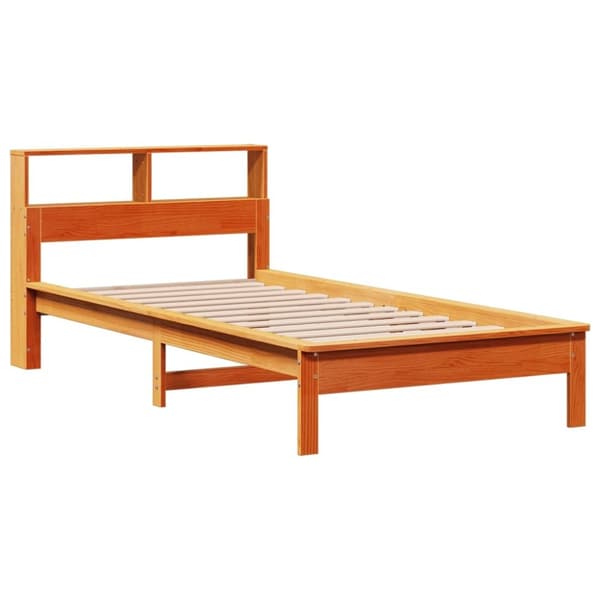 vidaXL Sänky/kirjahylly ilman patjaa vahanruskea 75x190 cm täysi mänty
