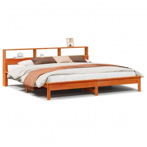 vidaXL Sengeramme uten madrass voksbrun 200x200 cm heltre furu