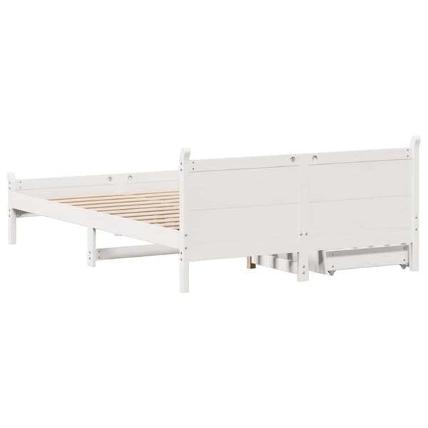 vidaXL Sängram utan madrass vit 160x200 cm massiv furu