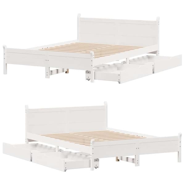 vidaXL Sängram utan madrass vit 160x200 cm massiv furu
