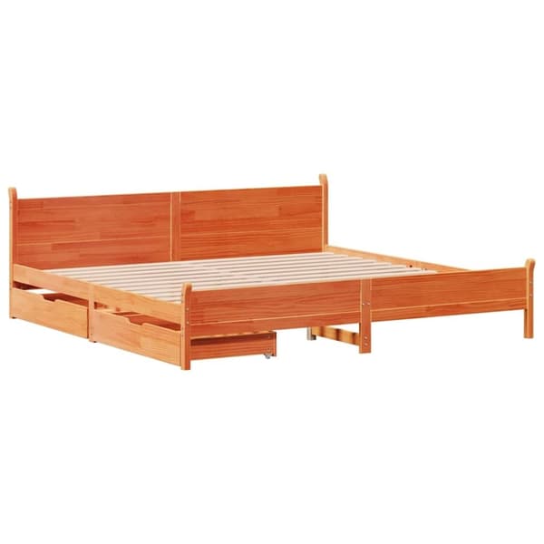 vidaXL sengeramme uden madras 200x200 cm massivt fyrretræ gyldenbrun