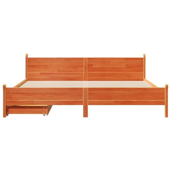vidaXL sengeramme uden madras 200x200 cm massivt fyrretræ gyldenbrun