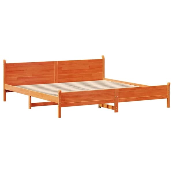vidaXL sengeramme uden madras 200x200 cm massivt fyrretræ gyldenbrun