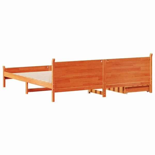 vidaXL sengeramme uden madras 200x200 cm massivt fyrretræ gyldenbrun