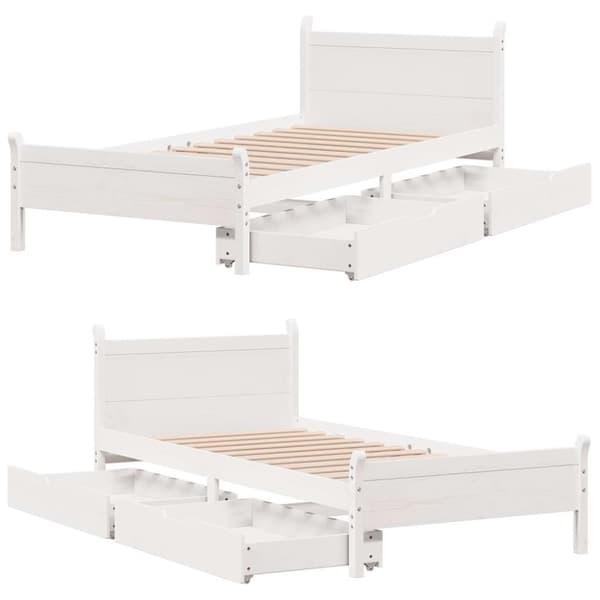 vidaXL Sengeramme uten madrass hvit 90x190 cm heltre furu